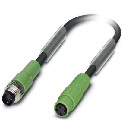 Phoenix Contact M8 Cordset; SAC-3P-M 8MS/ 3 0-PUR/M 8SIFS; Male Straight to Female Straight; 3-Pin; 3-Wire; 3m PUR Cable